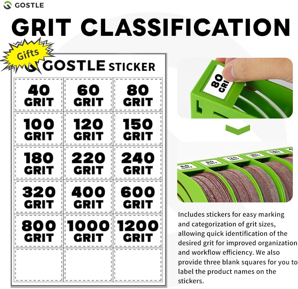 5 Inch Professional Sanding Discs Storage Bins - 6 Bins Set for Efficient Organization, Offset Snap-On Connection, Grit Classification, Space-Saving Design and Versatile Application, Green