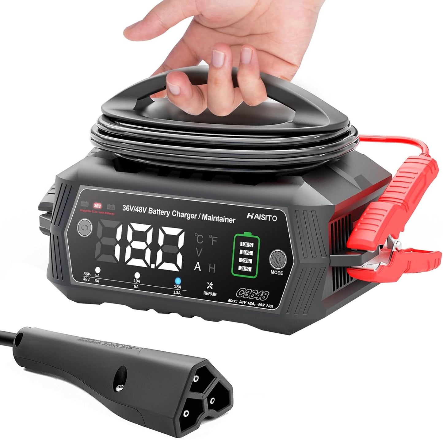 Golf cart Battery Charger, 48V 13A and 36V 18A Trickle Battery Charger,48 Volt Golf Charger,for EZGO RXV&TXT Smart Charger,Lithium,LiFePO4,Lead-Acid AGM/Gel/SLA..BatteryCharger,3-Pin (Delta-Q)