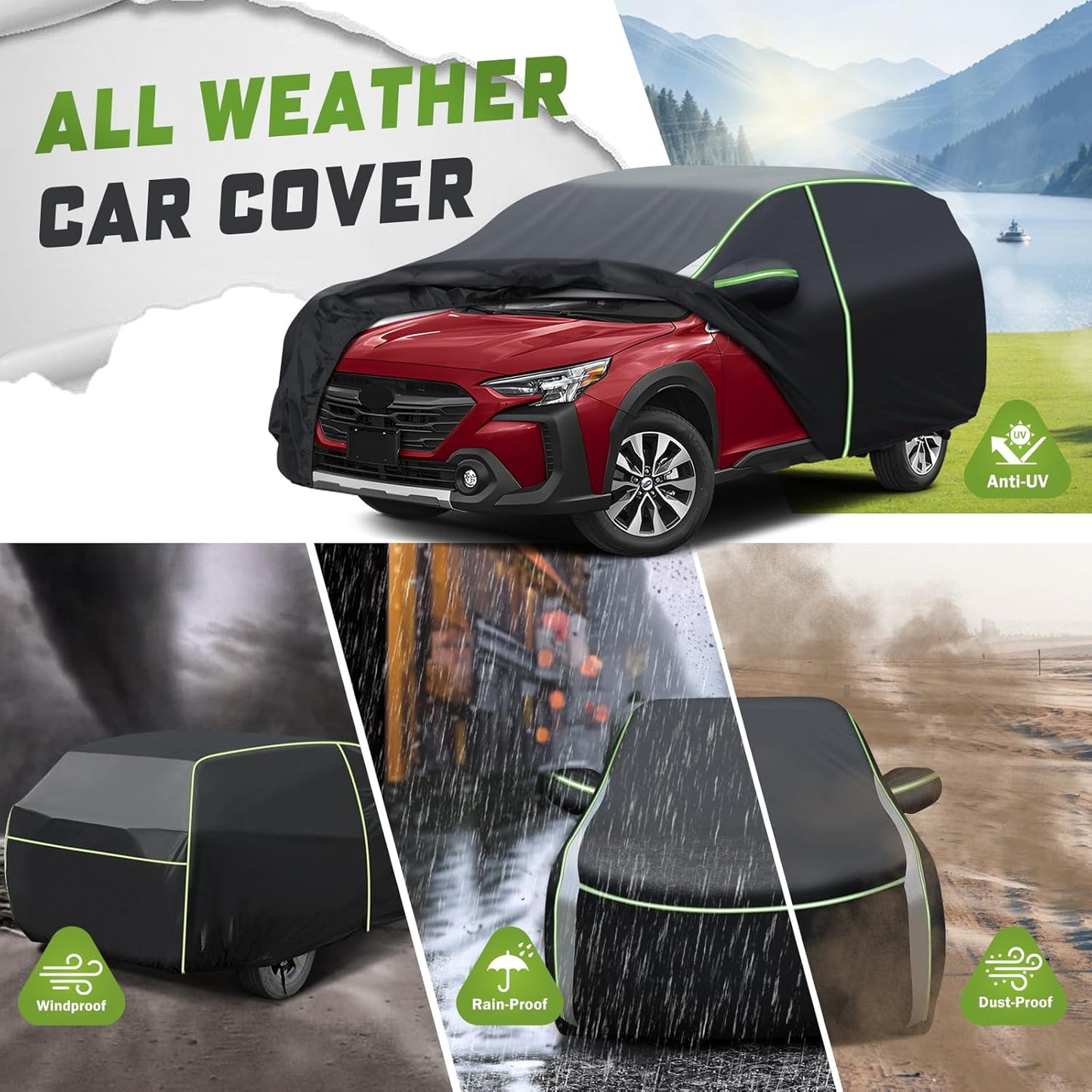 Mixsuper Liner Car Cover for Hyundai Tucson 2004-2026, 7 Layers Waterproof Car Cover Accessories for Tucson with Zipper Door, Windproof Straps, Reflective Strips, Anti-UV, All Weather