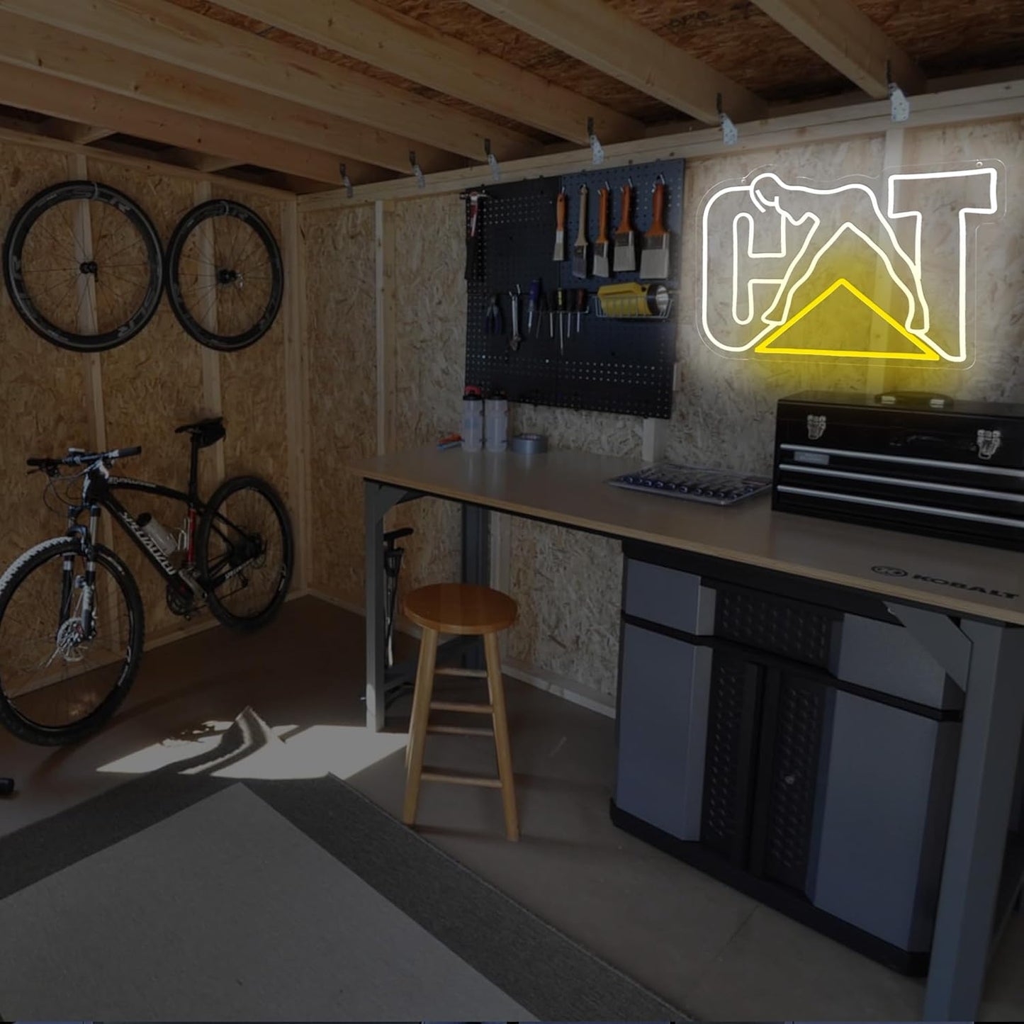 CAT Style LED Neon Light Sign,Bold Neon Sign for Wall Decor, Garage, Man Cave, Workshop,Eye-Catching Industrial Neon Signs Gift for Men, Mechanics,Room Decor