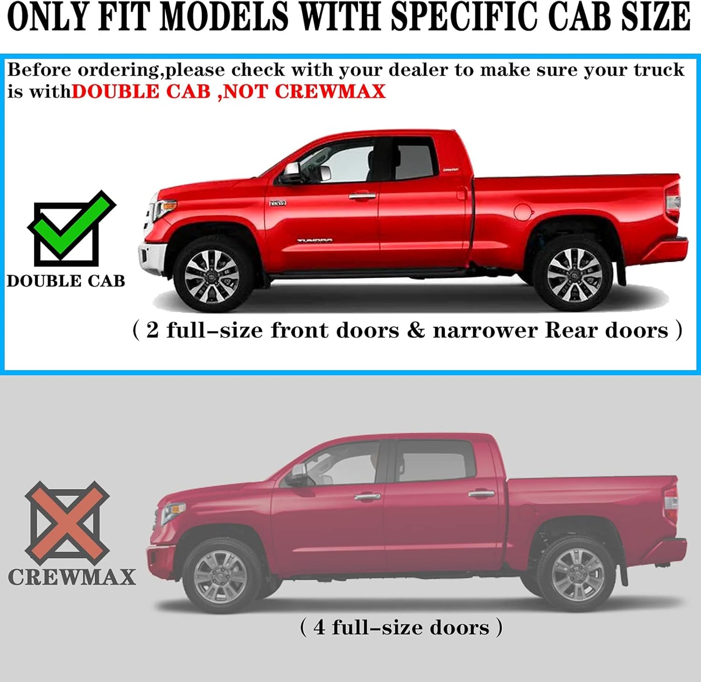 COMNOVA Running Boards Side Steps Step Bars Compatible for 07-21 Toyota Tundra Double Cab（3/4 Size Rear Doors, OE Style Oval 5 Inches Stainless Step Bars