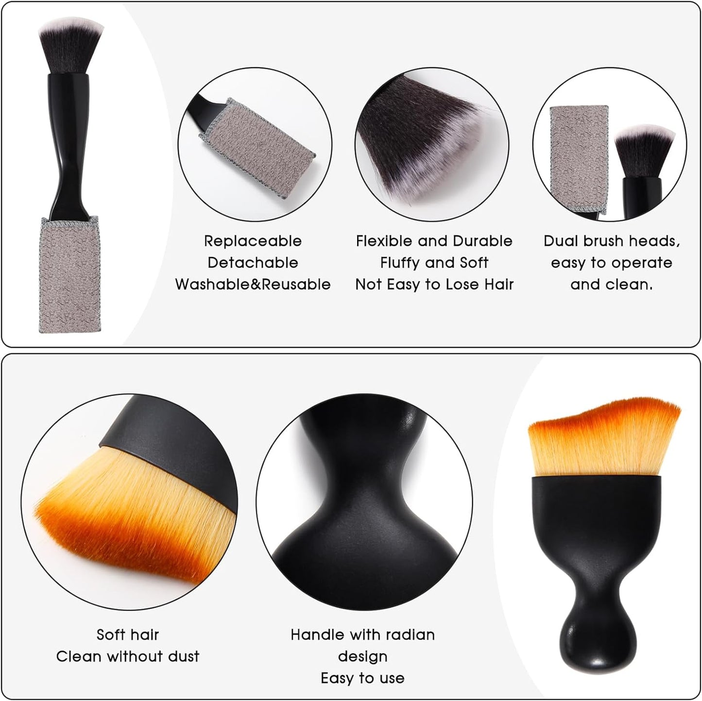 3 PCS Car Interior Detail Dust Brush,Soft Car Interior Detailing Kit Tools,Dash Duster Brush for Auto,Truck,SUV,RV Interior Cleaning