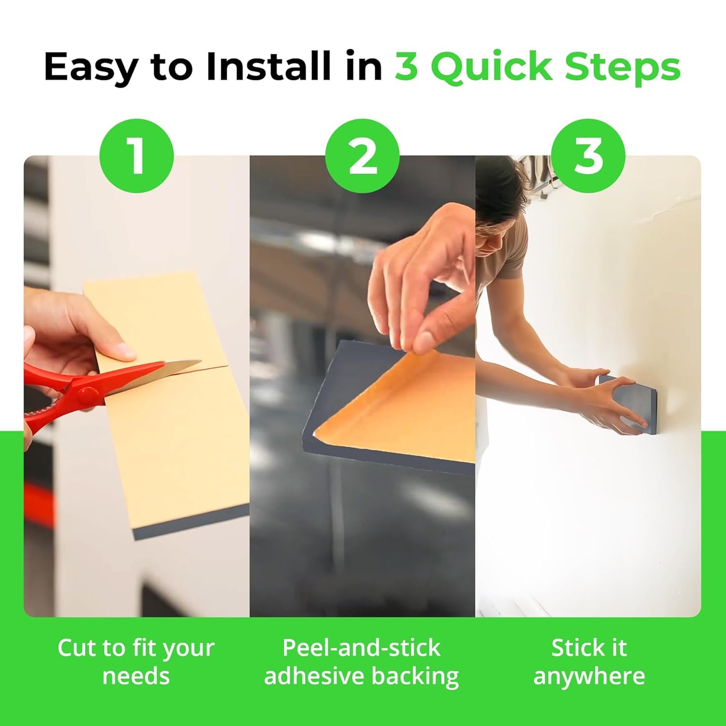 XCEL Foam Rubber Protector Panels – 4 Pack of Versatile Marine Gray Foam Pads – Ideal for Wall Protection, Garage Parking Aids, Car Door Bumper Padding Anti Vibration, Insulation, DIY Projects - Gray