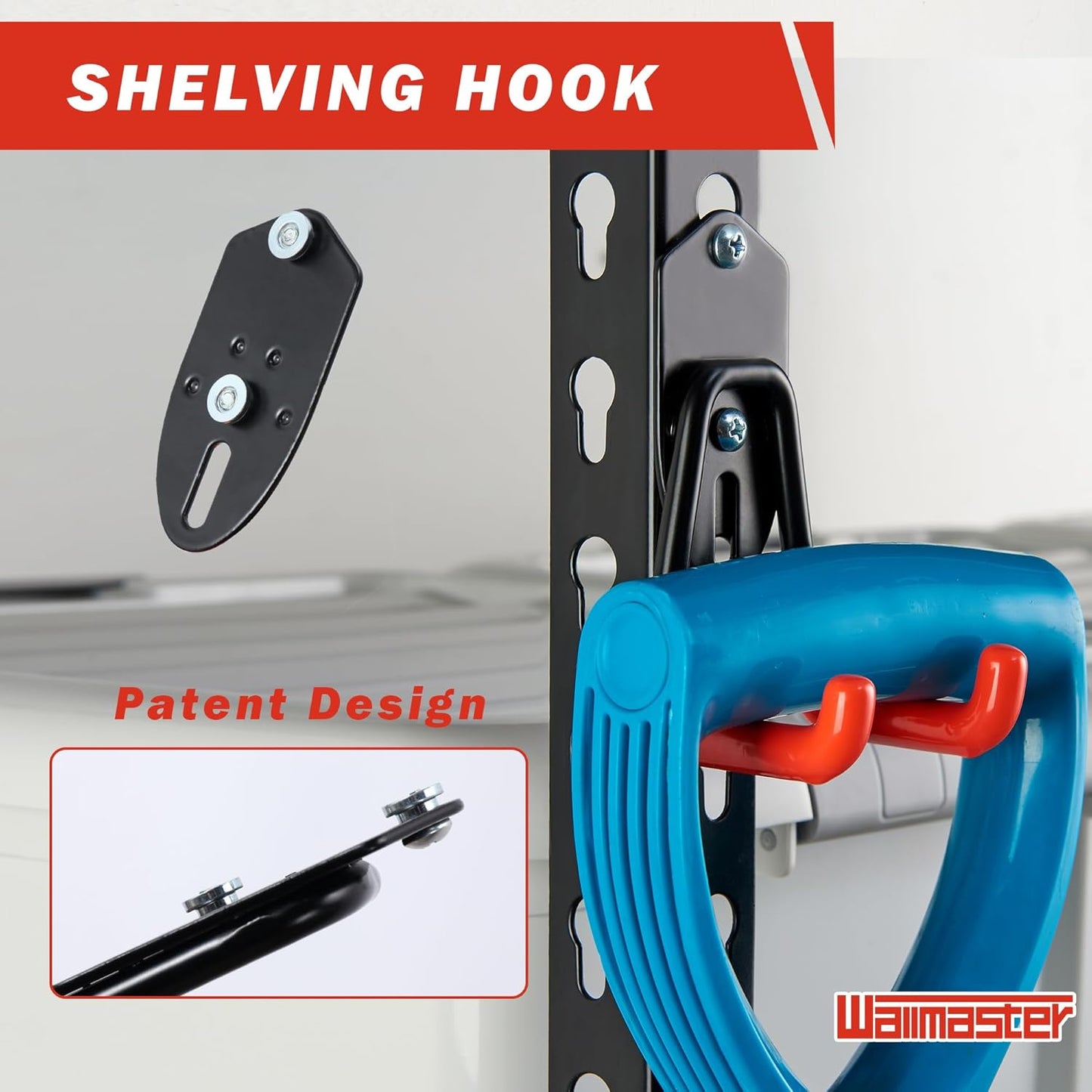 Wallmaster Garage Hooks Organizer Kit,12 Pack Adjustable Heavy Duty Shelving Hook,Wall Mount Utility Steel Garage Organization, for Organizing Garden Tools