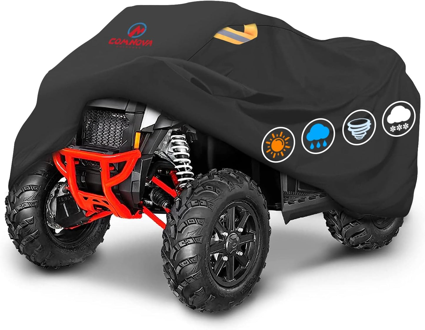 Comnova ATV Cover for 4 Wheelers - 95 Inch ATV Covers 600D Heavy Duty & Waterproof, Outdoor Four Wheeler Quad Cover All Weather Large for Polaris, Kawasaki, Arctic Cat, Honda, Yamaha and More