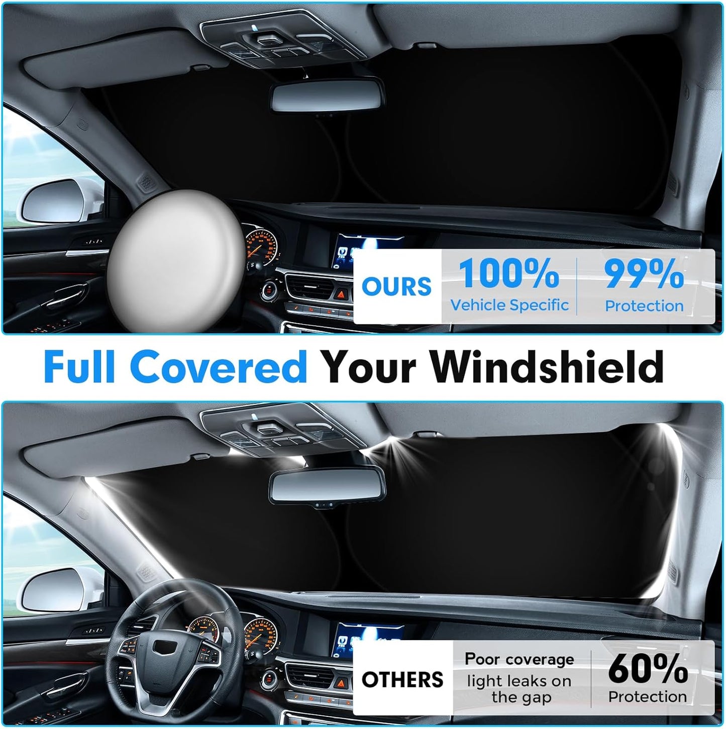 KUST Windshield Sun Shade for Toyota Sienna Mini Van Accessories 2021-2025 2026 Window Sunshade Sun Visor Protector Foldable Blocks UV Rays Keep Your Car Cooler
