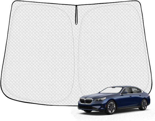 Windshield Sun Shade for 2024-2025 2026 BMW 5 Series Accessories Thicken 6-Layer Front Window Sunshade Cover Sun Visor Protector Foldable Block UV Rays Keep Vehicle Cool