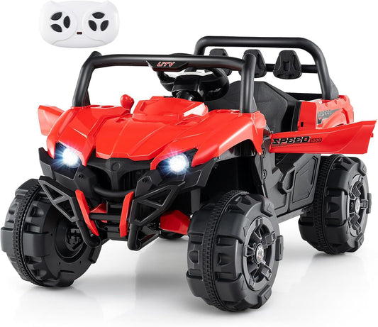 OLAKIDS 12V Ride on Car UTV, Battery Powered Off-Road Kids Electric Vehicles with Remote Control, Music, Horn, MP3, Lights, 3 Speeds, Soft Start, Ride on Truck for Boys Girls (Red)