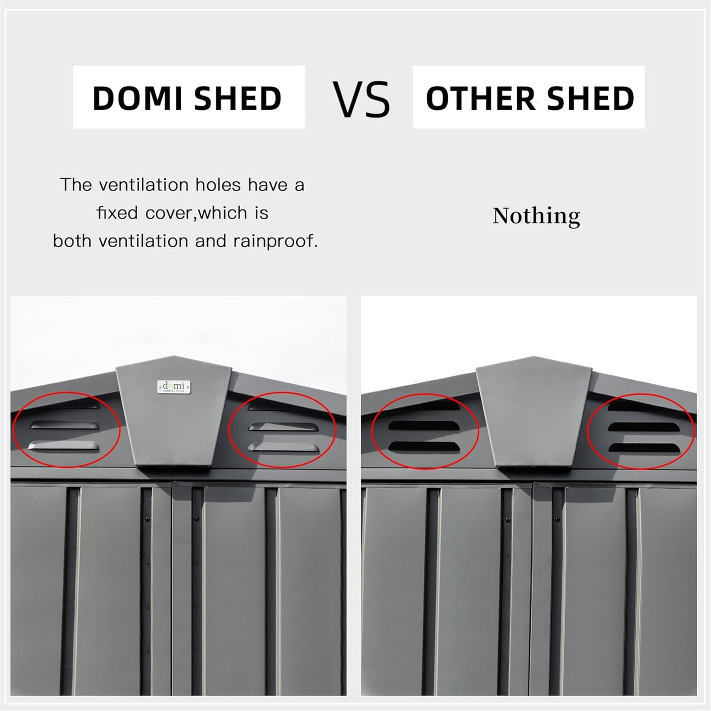 iKERY Galvanized Steel Storage Shed - 6.5' x 4.2' with Lockable Door, Metal Garden Shed for Bikes, Tools, Lawn Mowers and Trash Cans, Ideal for Backyard and Patio, Dark Gray