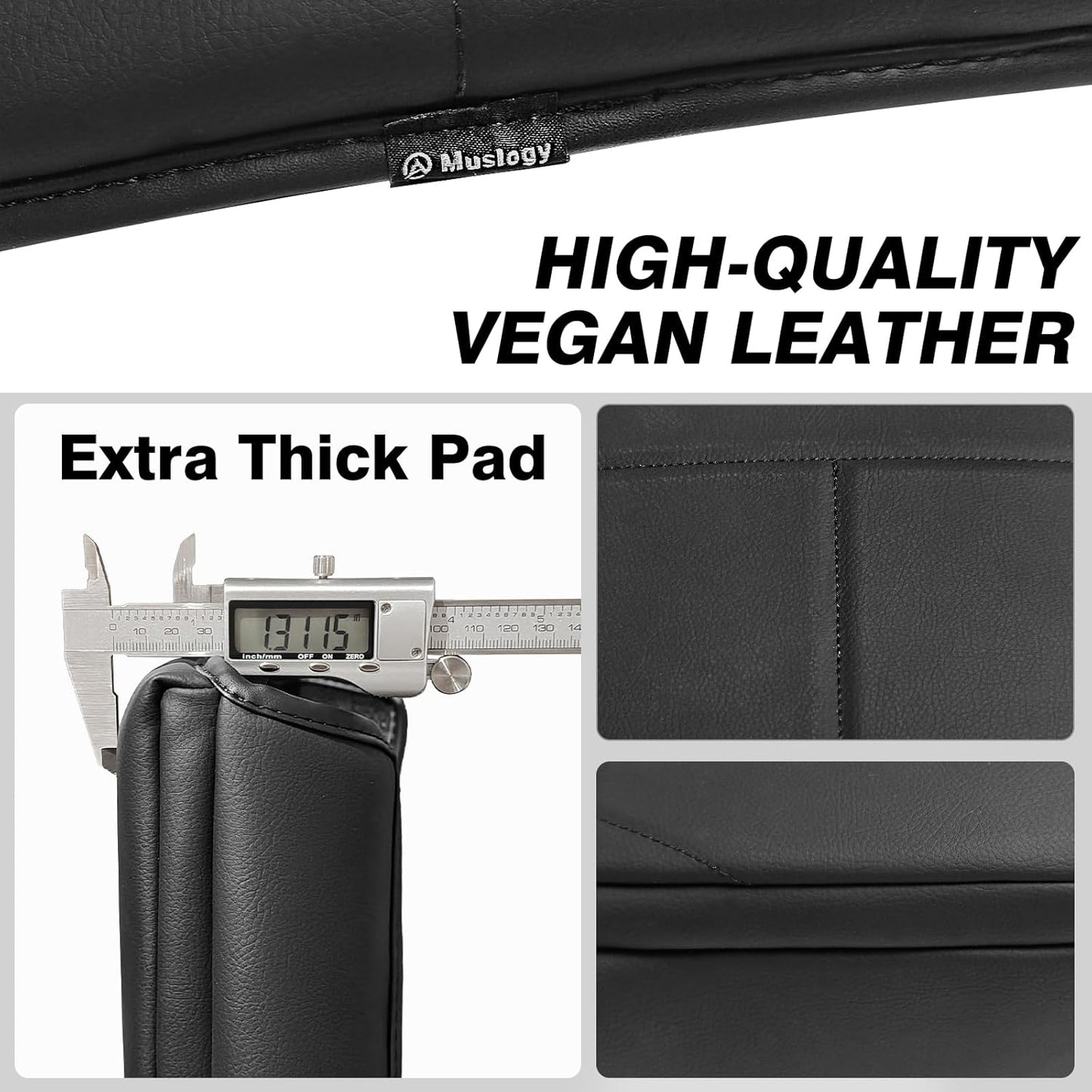 Muslogy Center Console Armrest Cover Compatible with Ford F250 F350 F450 2017-2022 Super Duty Comfort Armrest Pad Arm Rest Cushion Vegan Leather Protector 1-Inch Extra Thick(Bucket Seat ONLY)