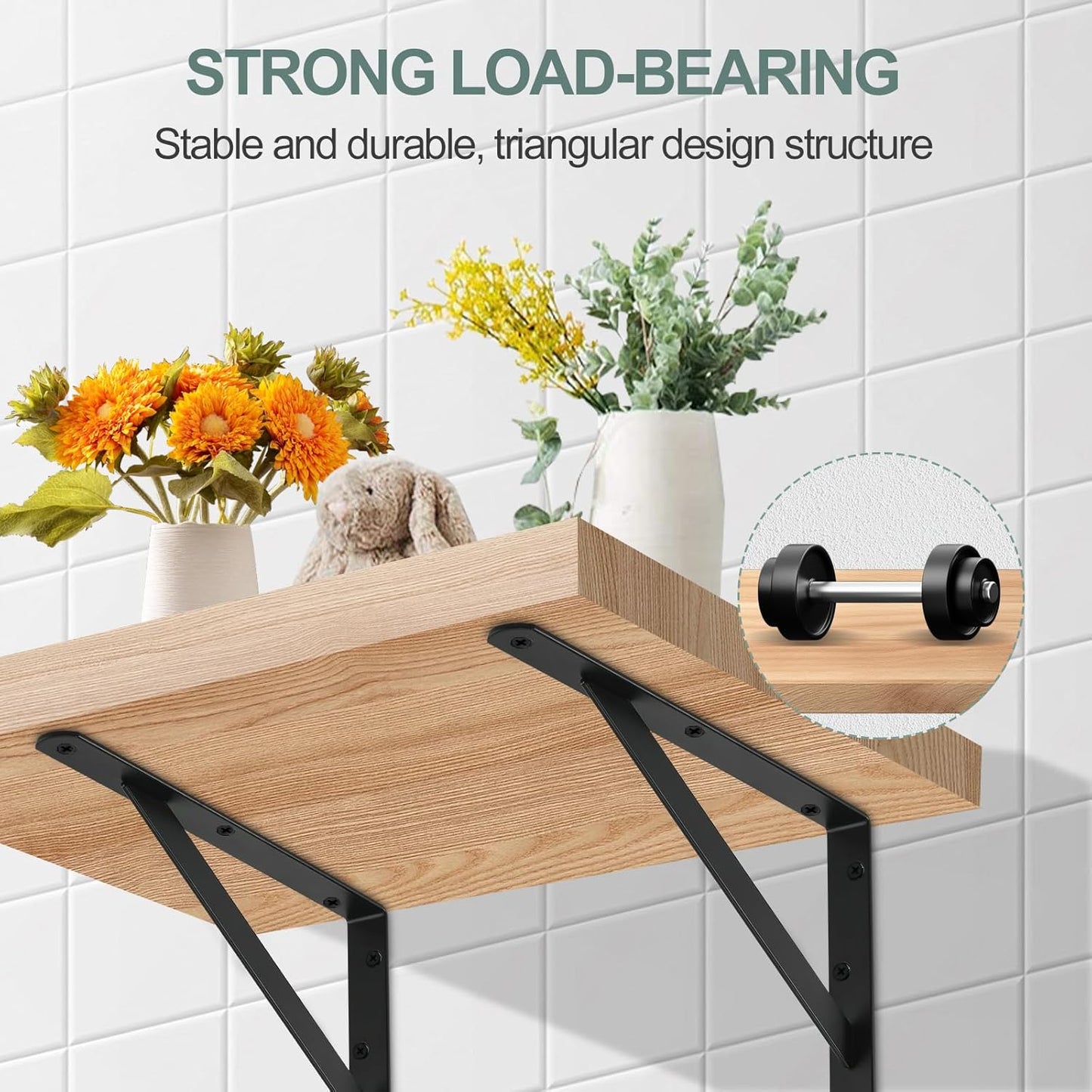 20 Pack L8 x H 6" Black Heavy Duty Shelf Brackets with Screws Metal Shelf Brackets Shelf Support Angle Brackets for Shelves L Brackets Heavy Duty Floating Shelf