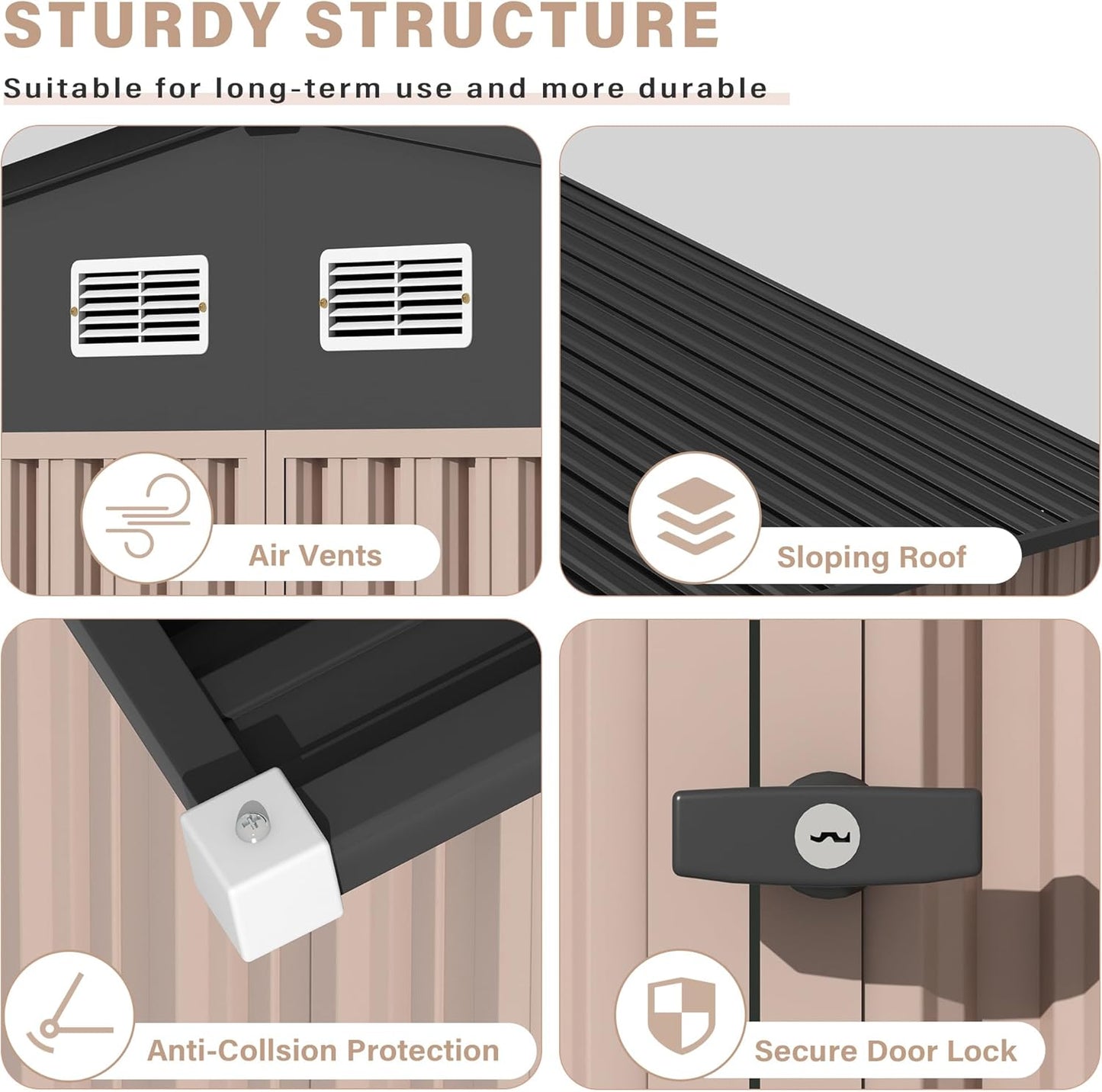 6x8 FT Metal Storage Sheds Outdoor, Metal Tool Shed with Lockable Door, Metal Yard Sheds Metal Garden Shed Kit, Metal Utility Sheds Buildings with Air Vent for Backyard Garden Patio Lawn
