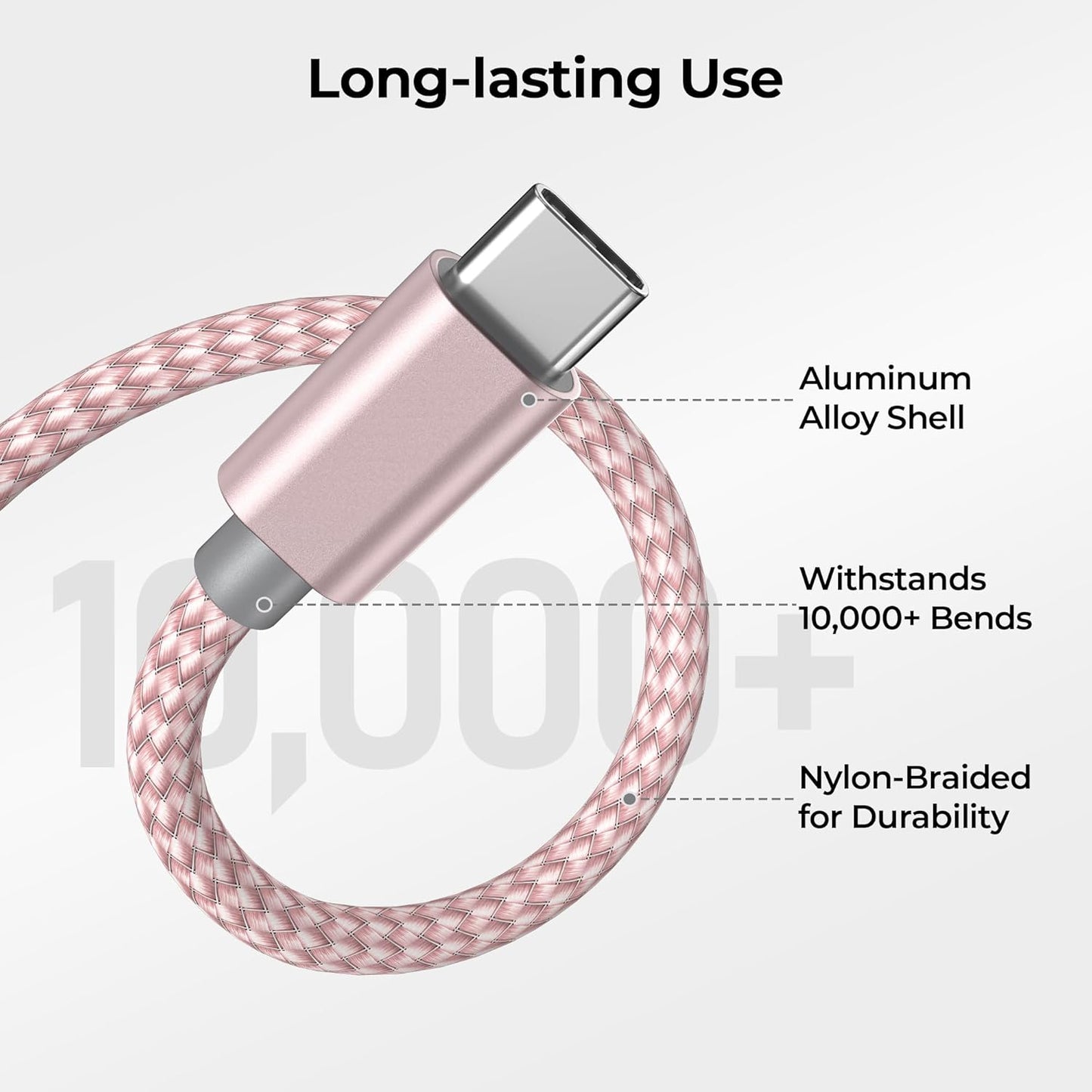 Basesailor USB Type C Charger Cable 3 Pack 3.3/6.6/10FT,Charging Cord for iPhone 16 16e 15 Pro Max,Samsung Galaxy A10E A55 A54 A53 A70 A72 A73 A42,S25 S24 S23 S22 Plus