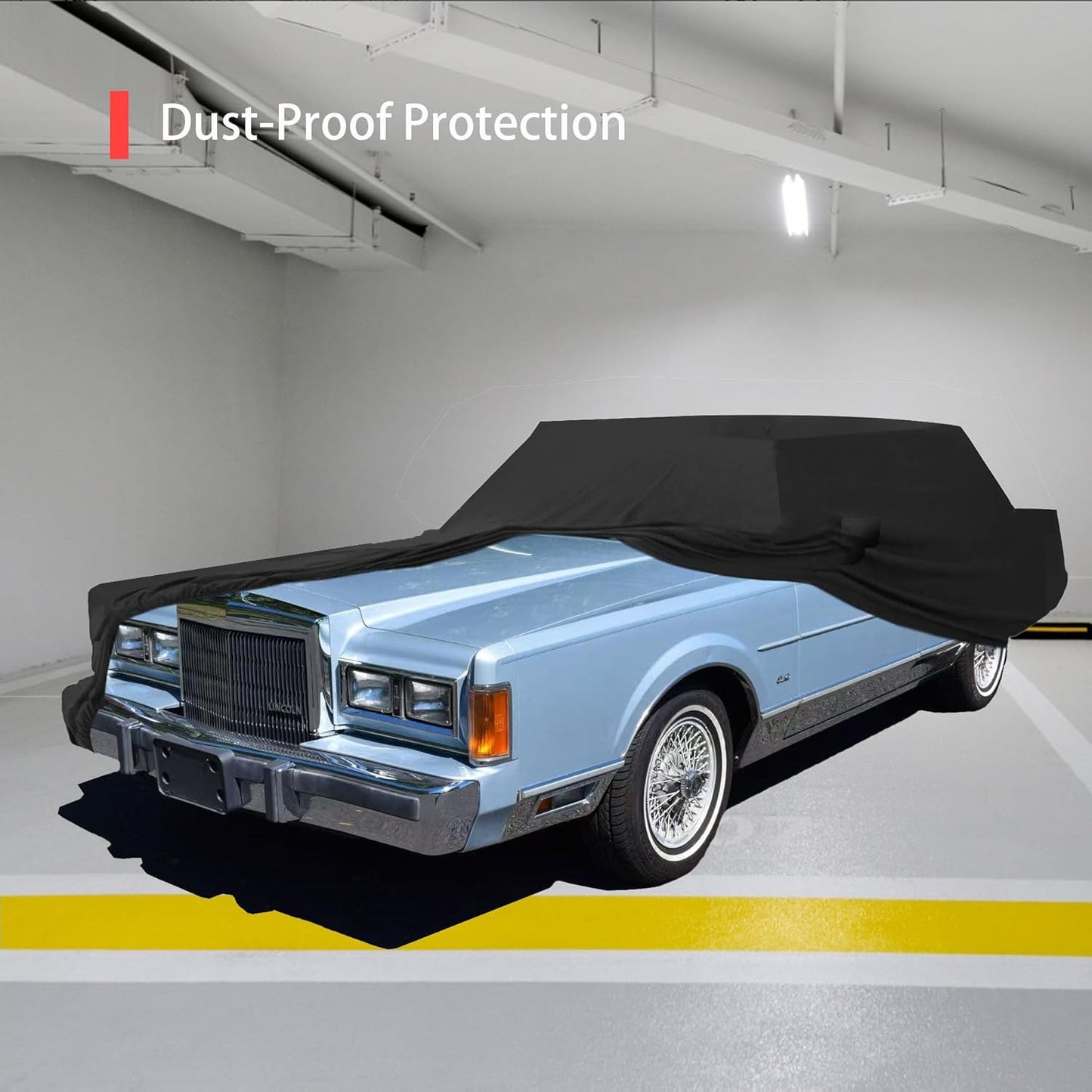 Soft Stretch Old Classic Car Cover Custom-fit for Lincoln Town Car 1981-1997 Full-Size Luxury Sedans Accessories for Indoor Underground Garage Car Show & Storage Dust Protection 219.2in