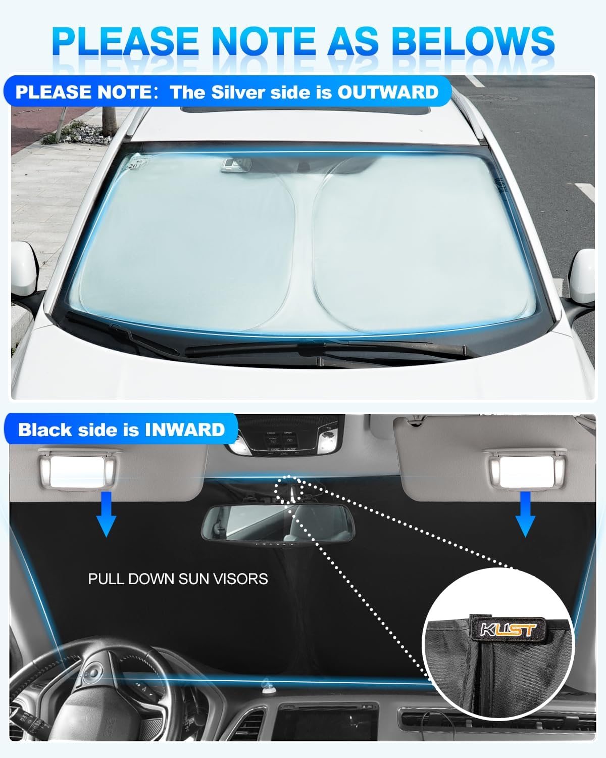 KUST Windshield Sun Shade for 2015-2020 Chevrolet Chevy Suburban/Tahoe, GMC Yukon XL, Yukon Denali XL Accessories Front Window Shade Sun Visor Cover Foldable Blocks UV Rays Keep Your Car Cooler