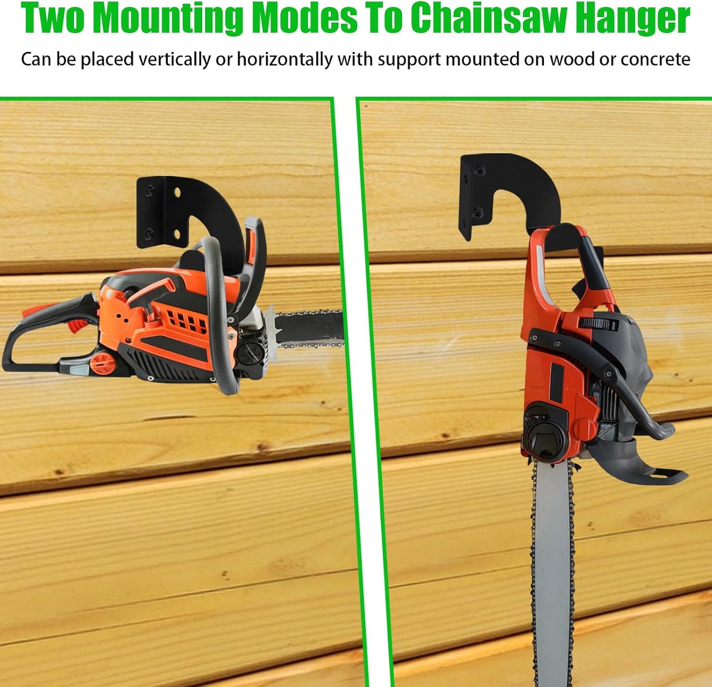 Chainsaw Hanger, Heavy Duty Chainsaw Wall Mount Holder, Organizer Mounted Chainsaw Rack, Chain Saw Hanger for Garden, Garage, Workshop, Black Metal