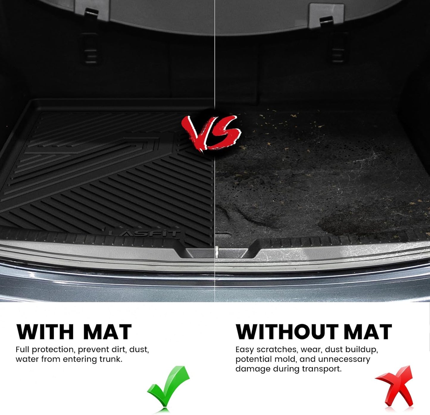 LASFIT Cargo Mat for Mazda CX5 2017-2025, CX 5 All Weather Trunk Mat for 2017 2018 2019 2020 2021 2022 2023 2024 2025 Mazda CX5 Cargo Liner Tray Accessories, Black