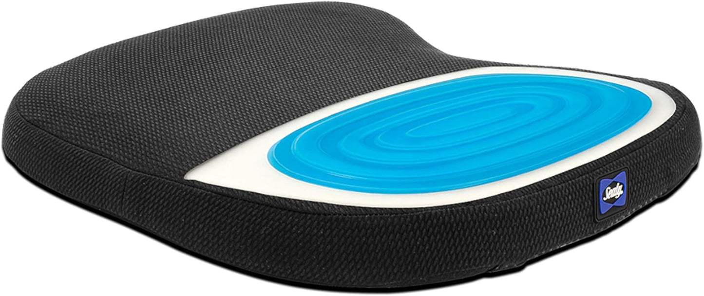 Sealy Memory Foam Car Seat Cushion – Gel Seat Cushions for Office Chairs, Tailbone Pain Relief Cushion, Cooling Pillow, Slim Fit Car Seat
