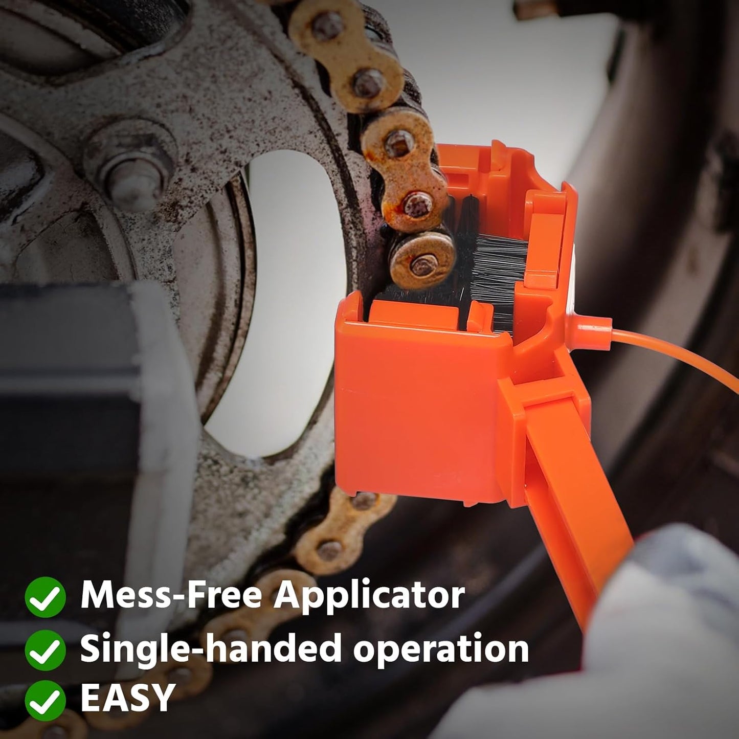 5 Pcs Motorcycle Chain Cleaning Kit — Motorcycle Chain Brush, Bicycle Lube Tool and Microfiber Towel, Bike Cleaner Tool Set for Motorsport Street Bike Crankset, Fits 428, 520, 525, 530