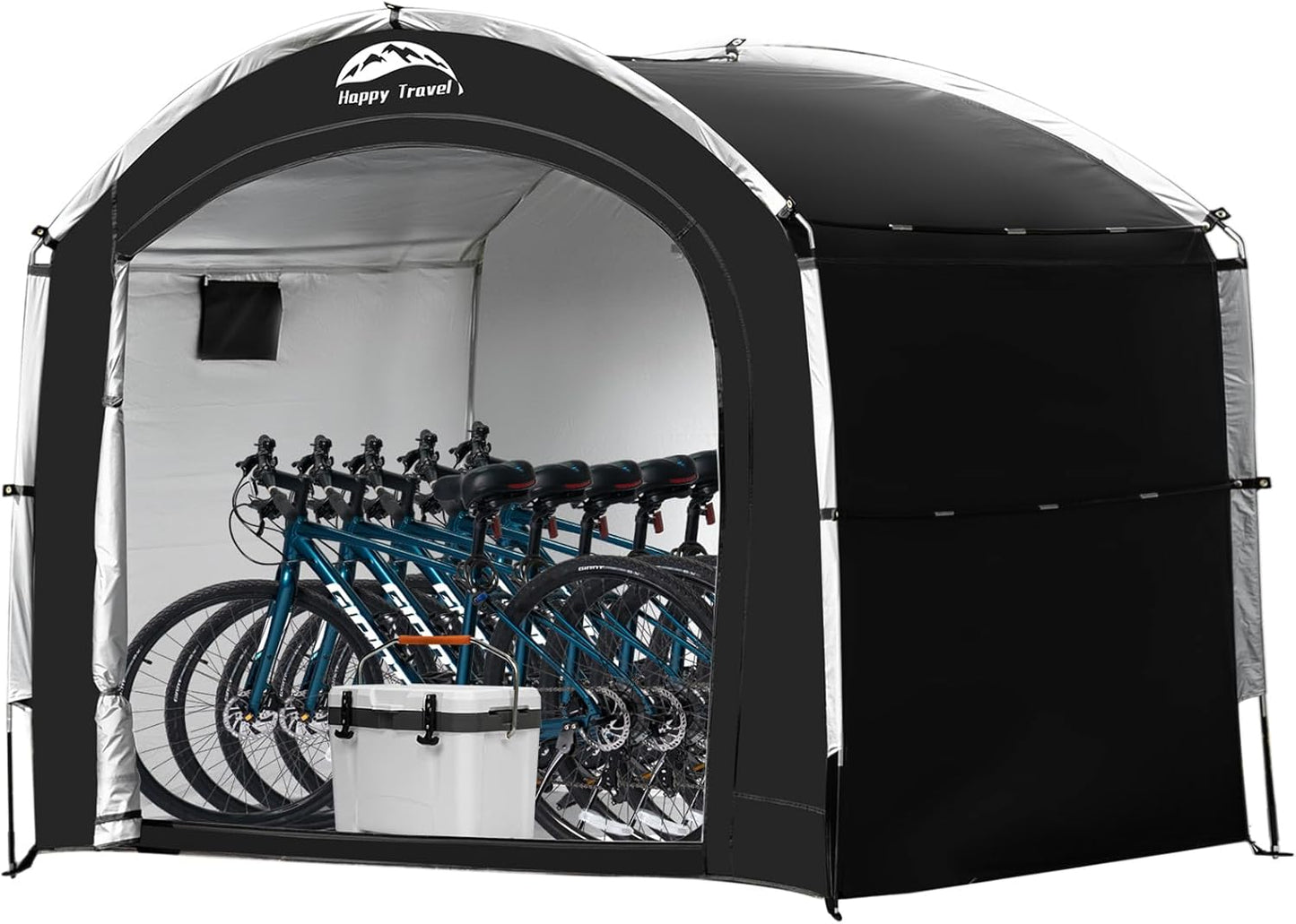Happy Travel Bike Storage Shed Tent,Outdoor Portable Bicycle Storage Sheds with 210D Oxford Fabric PU4000 Waterproof for 2/3/4/6/8 Bikes,Bike Covers Shelter for Motorcycle,Garden Tools,Toys,Lawn Mower