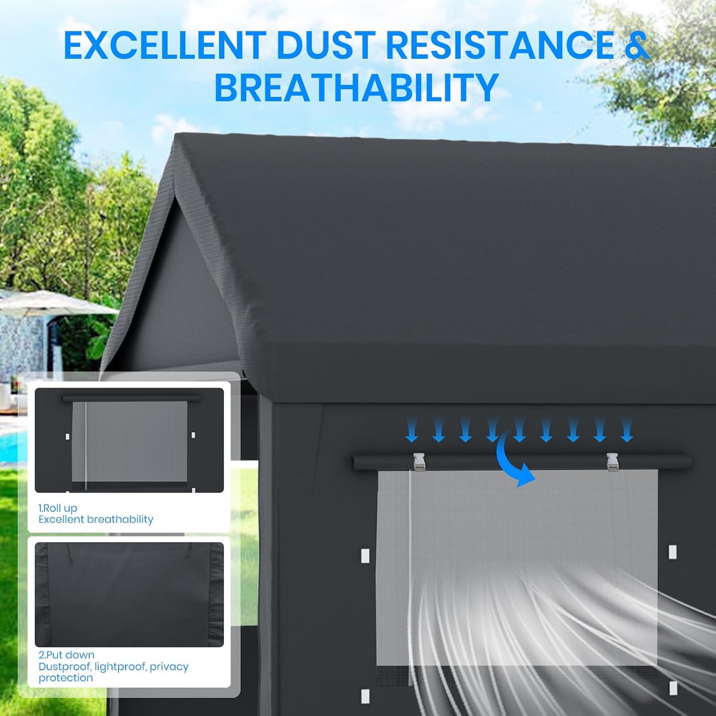 Carport 10x20 FT Heavy Duty,Outdoor Portable Garage with Removable Sidewalls & Doors, Waterproof, UV-Resistant Canopy Shelter for Vehicles, Boats, RVs, Trucks, All-Season Car Port, Gray