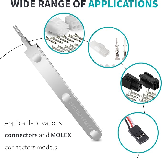 Compatible with Molex 11-03-0044 Mini-Fit Jr. Extraction Tool, ATX Pin Removal Tool for Crimped Terminal Removal, 14-30 AWG Cable, Soldering Extraction Tools