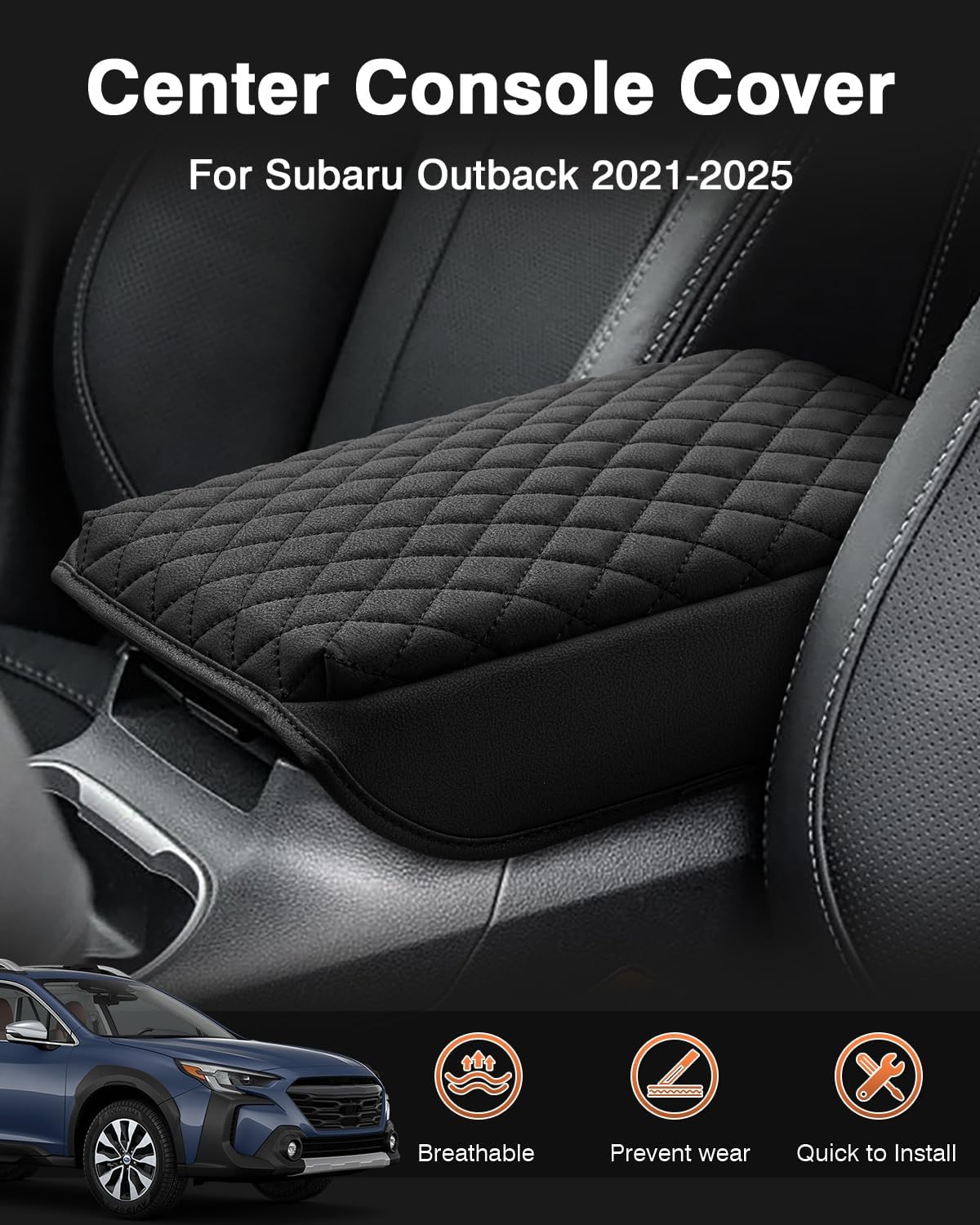 Shademax Center Console Cover for Subaru Outback 2020-2025 2026 Accessories Armrest Cover Cushion Pad for Subaru Outback Wilderness/Base/Premium/Onyx Edition/Limited/Touring Armrest Seat Box Protector