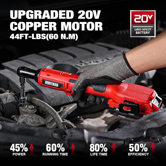Alloyman 20v 3/8'' Cordless Ratchet Wrench 44 ft-lbs (60 Nm) and 1/2'' Brushless Impact Wrench 516 ft-lbs(700 Nm) Combo Set, with Variable Speed, LED Light, 4.0Ah &2.0Ah Battery, Charger