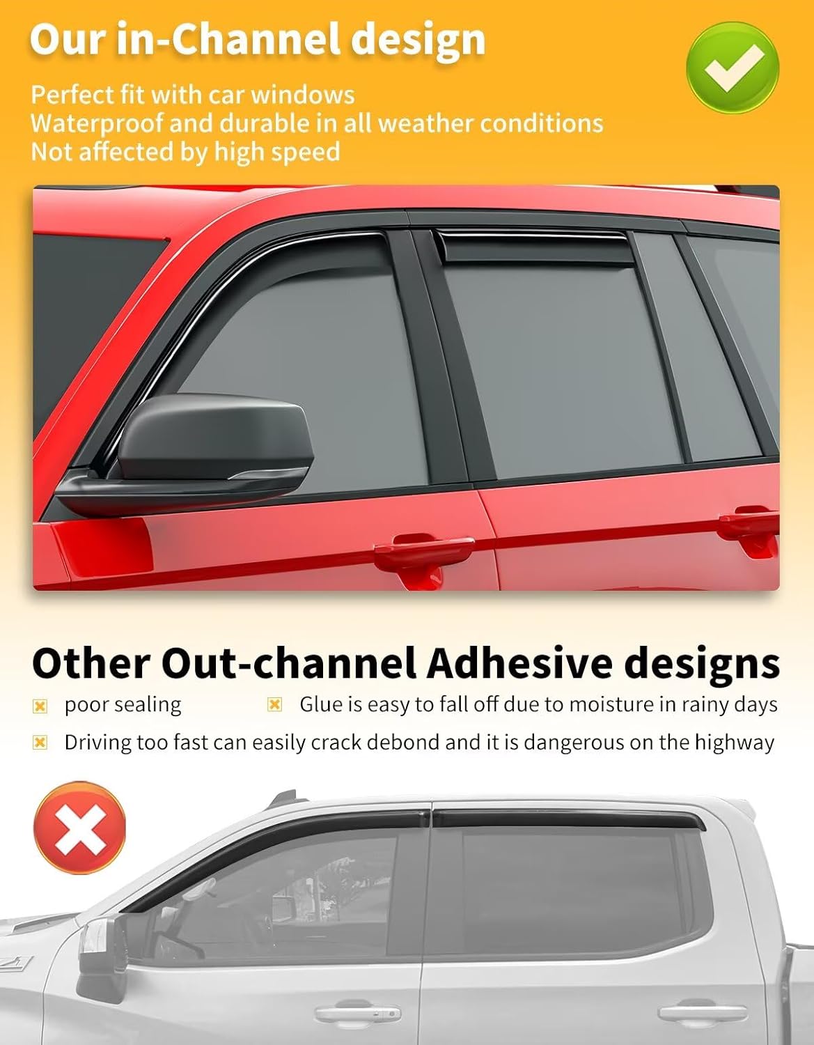 in-Channel Window Rain Guards Fit for Jeep Grand Cherokee(Not for L) 2022-2025 Double Cab Extra Durable Window Visors Window Deflectors Vent Visors Vent Shades Car Accessories-4 pcs 2-Q06