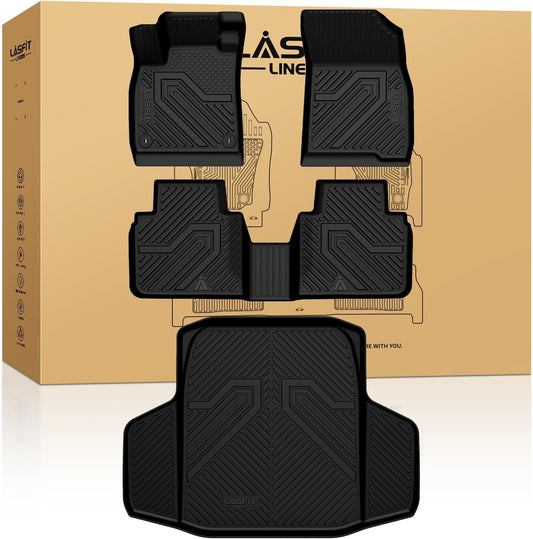 LASFIT Floor Mats and Trunk Mat for Honda Accord Sedan 2023 2024 2025 2026 (Include Gasoline & Hybrid), All Weather TPE Floor Liners 1st & 2nd Row & Cargo Mat Full Set, Black