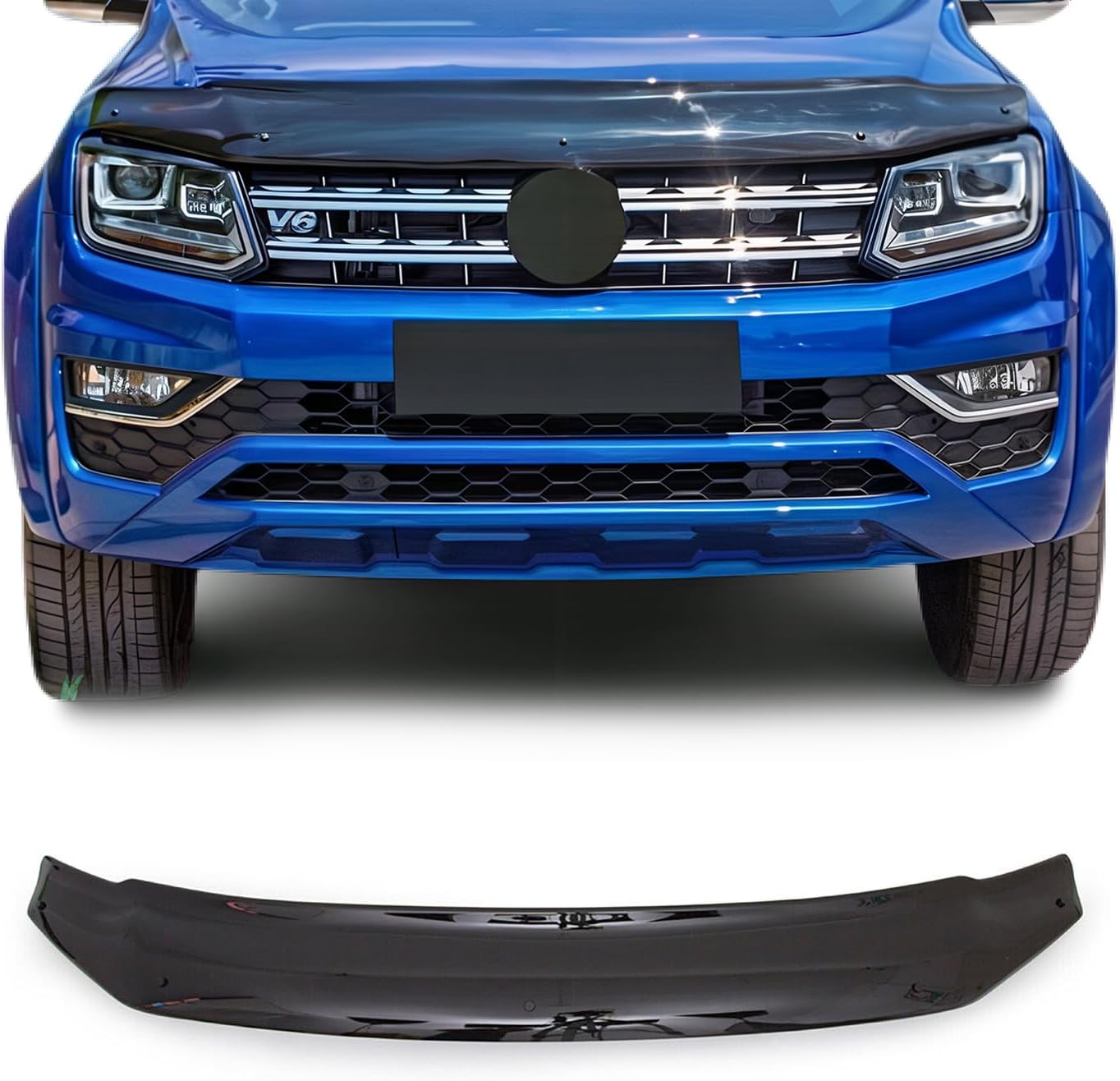 OMAC Front Bug Shield Hood Deflector Guard for VW Amarok 2010-2020 Black Smoke