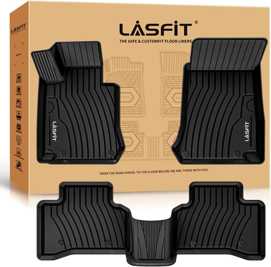 LASFIT Floor Mats for Mercedes Benz GLC 2016-2022, GLC300 / GLC350e / GLC43 AMG / GLC63 AMG / GLC63 AMG S, Custom Fit All Weather TPE Mercedes GLC SUV&Coupe Floor Liners, 1st & 2nd Row Set, Black