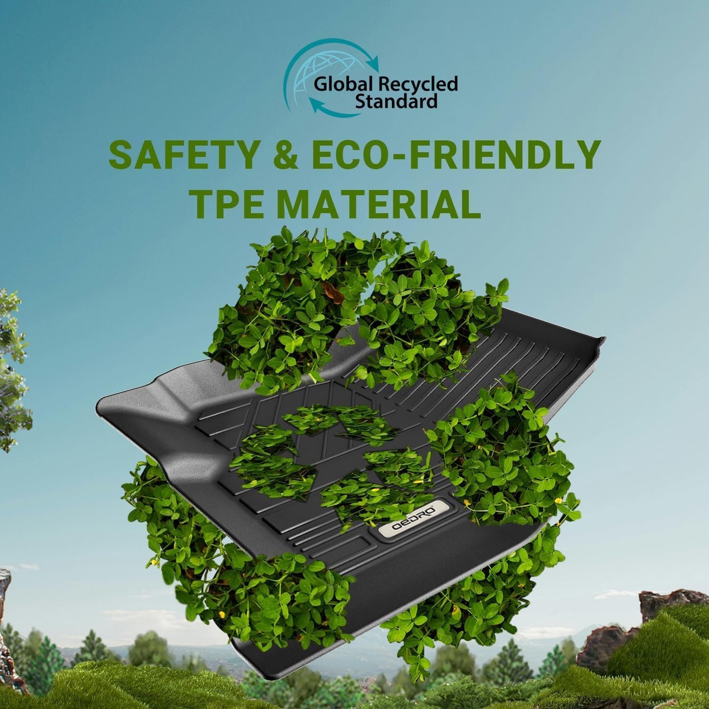 OEDRO Floor Mats Fit for Toyota Tacoma 2024 2025 Double Cab Auto Trans (NOT for Hybrid), Custom TPE All Weather Floor Liners for Tacoma TRD/SR/SR5/limited Car Front&Rear 2 Row Mats