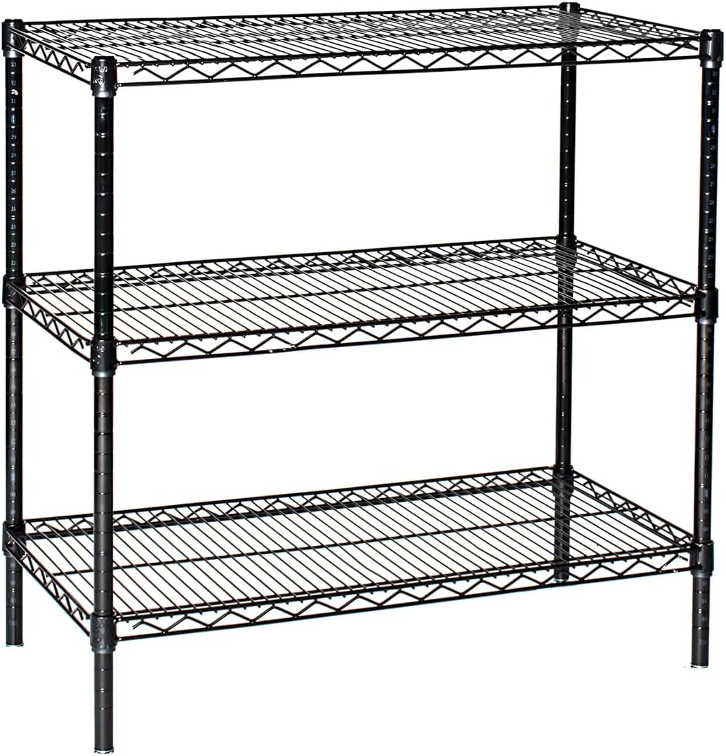Omega 18" Deep x 42" Wide x 36" High 3 Tier Black Starter Shelving Unit