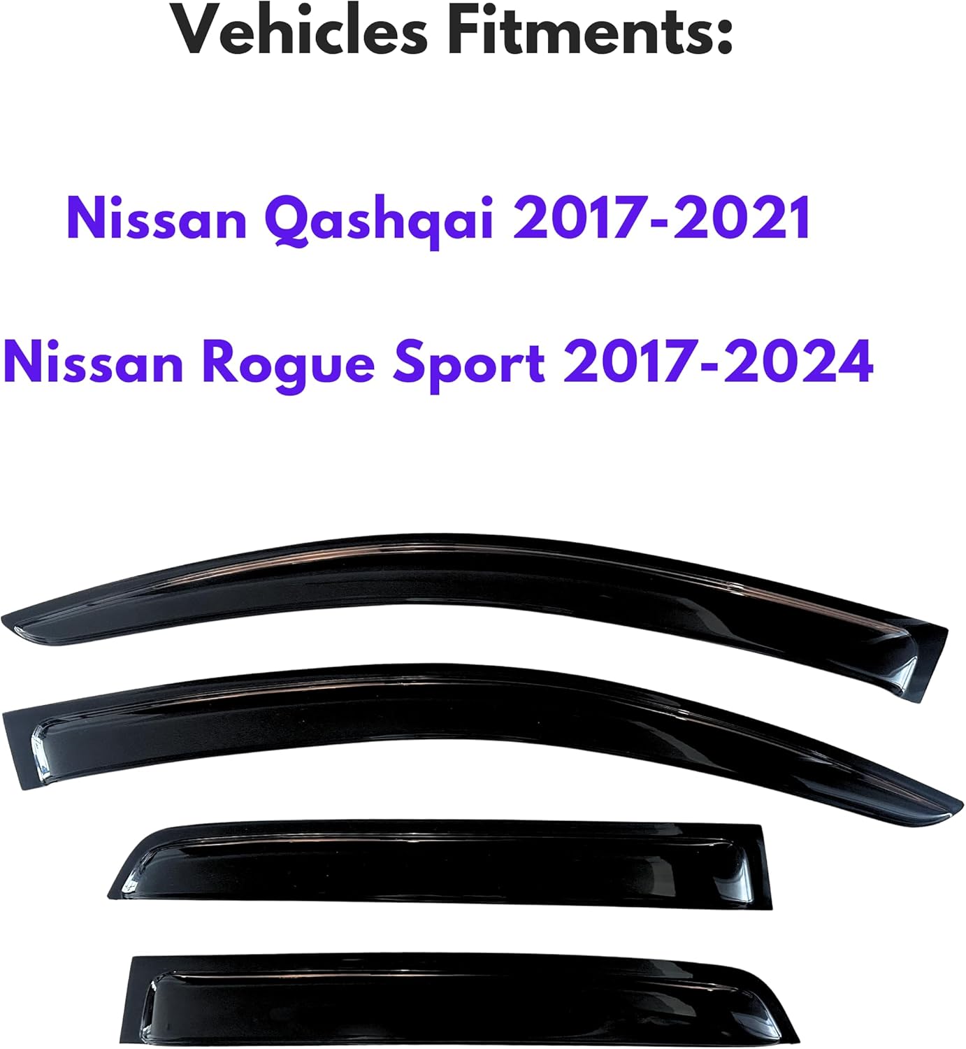 KPY Window Visor Compatible with Nissan Qashqai 2017-2021, Nissan Rogue Sport 2017-2024 (Only for Sport Model), 4PC Rain Guard Side Window Vent Deflector Tape-On Style, 2019 2020 2021 2022 2023 2024
