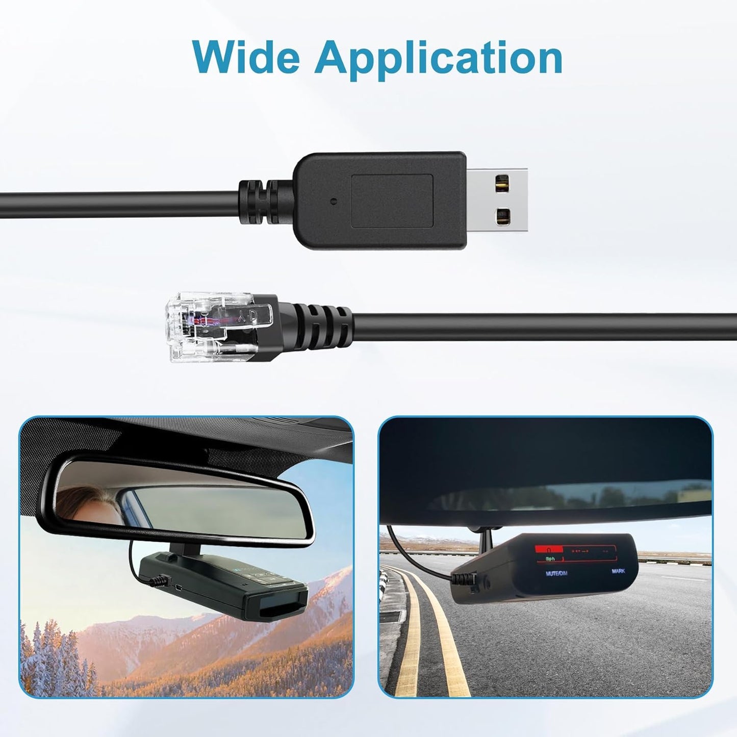 Radar Detector Cable, USB to RJ11 Plug,Replacement Radar Detectors Power Cable for Escort MAX 360 Unide R1 R3 R4 DFR8 DFR9 Passport 9500i Radenso XP Beltronics STI Radar Detector(RJ11-3.3ft)
