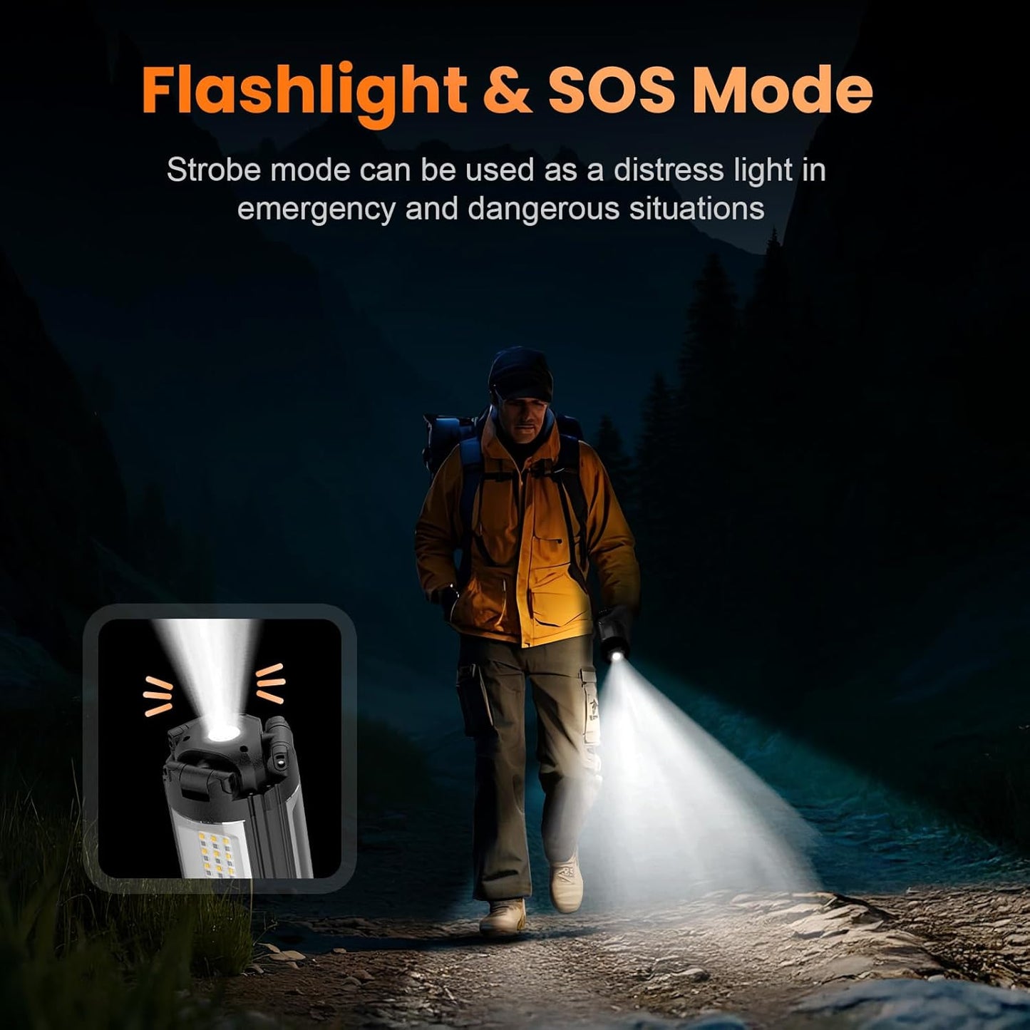 CAVN Rechargeable 10000mAh Camping Lights with Stand 6.5 ft Max Height, Portable Cordless LED Work Light 2200 Lumens 6500/4500/3500K Dimmable Camping Essentials Gear with Detachable Tripod, Black