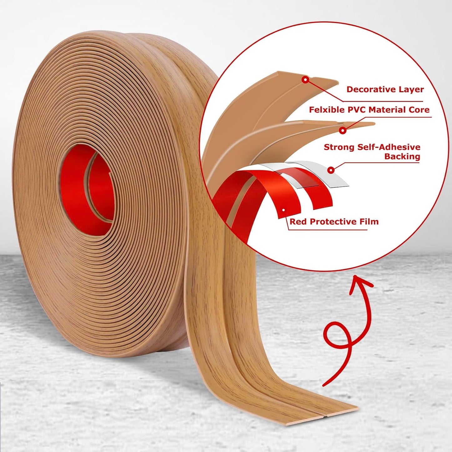 Flexible Wall Corner Protector Moulding Trim Peel and Stick Wall Corner Guards Edge Protector Self Adhesive Molding Trim Strip for Edge Ceiling (Light Brown Wood Grain, 0.8 in x 40 Ft)