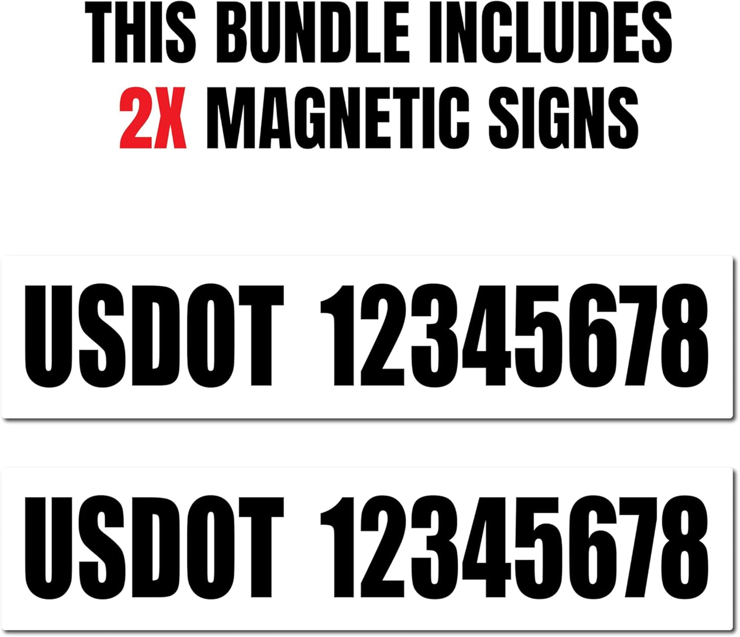 USDOT Number Magnets - Custom Made DOT Registration Magnets - 2-Pack 18-Inch by 4-Inch