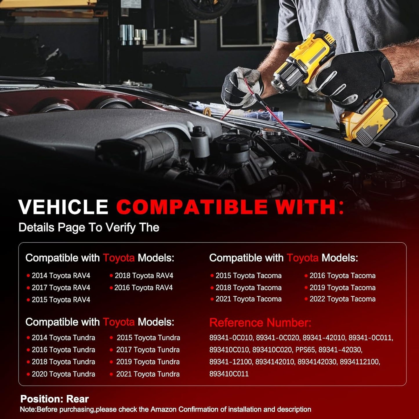 Parking Assist Sensor Compatible with Toyota RAV4 2014-2018,Tacoma 2015-2022,Tunder 2014-2021,Replace#89341-0C010 89341-0C020 PPS65 1PCS Parking Sensors