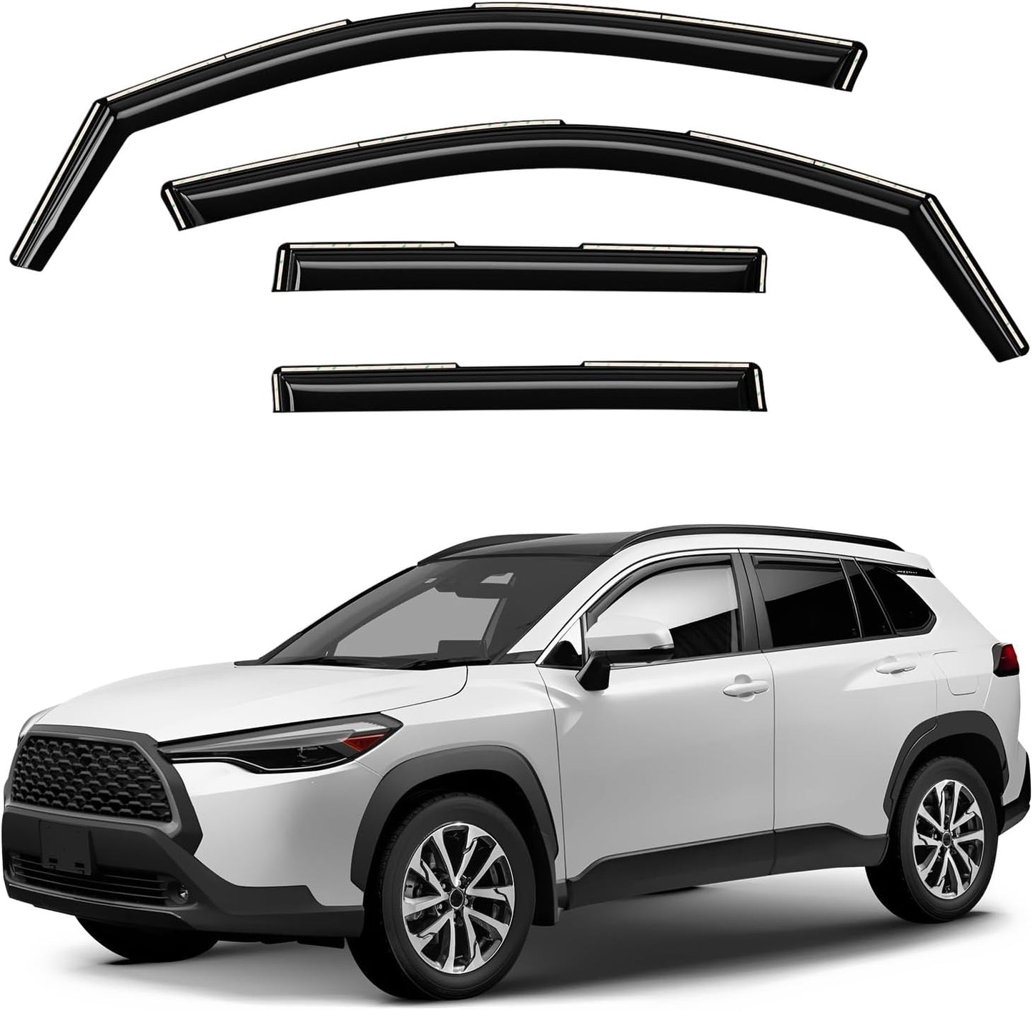 Window Deflectors Smoke Tinted In-Channel Side Window Vent Visor Deflectors Rain Guards Compatible with Corolla Cross 2022-2025 - 4pcs. GW0569