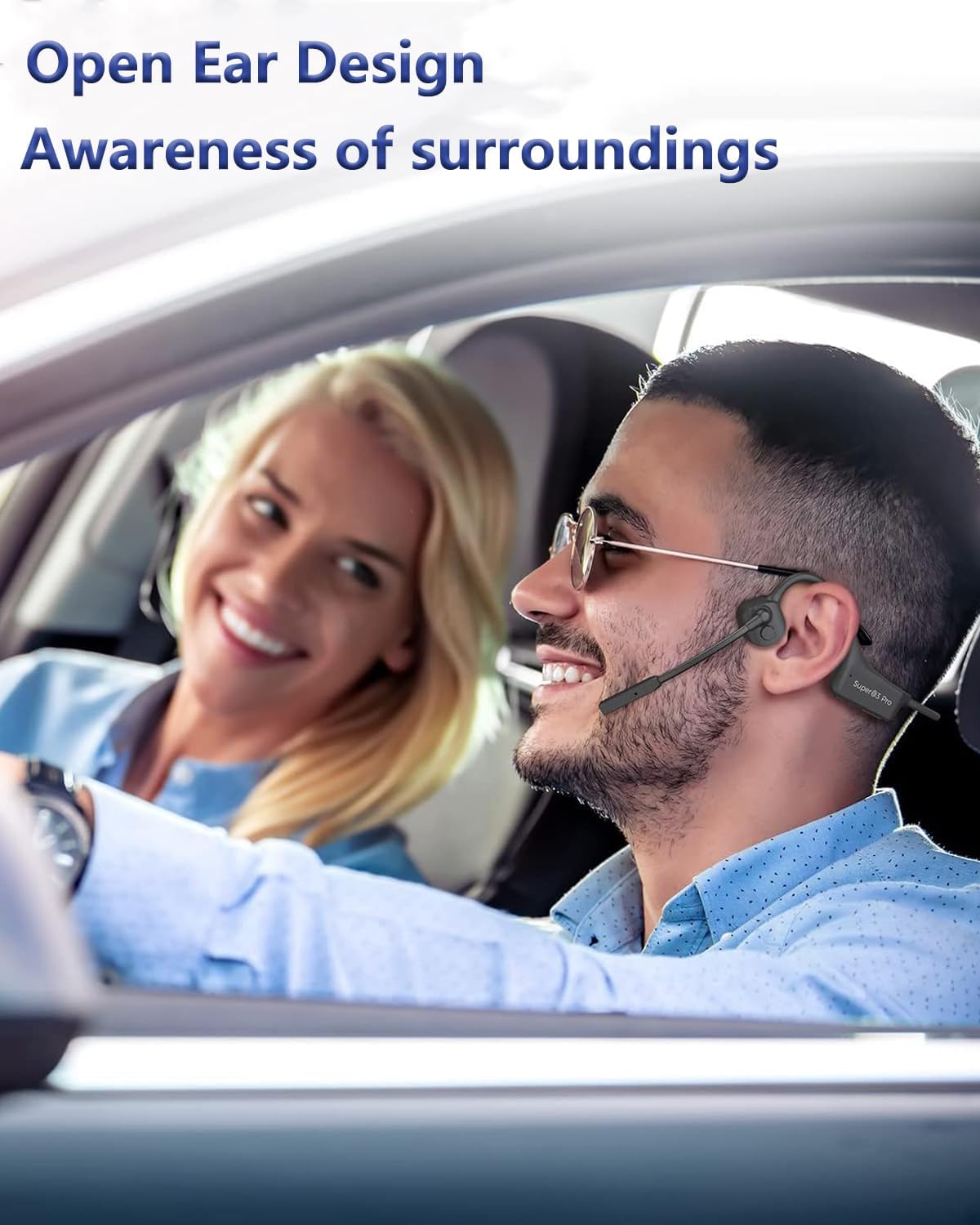 Bluetooth Headphones with Mic Open Ear Headphones Bluetooth 5.2 Headset with Dual CVC8.0 and ENC Noise-canceling Microphones Bone Conduction Headphones Computer Earphones, 8Hrs Battery