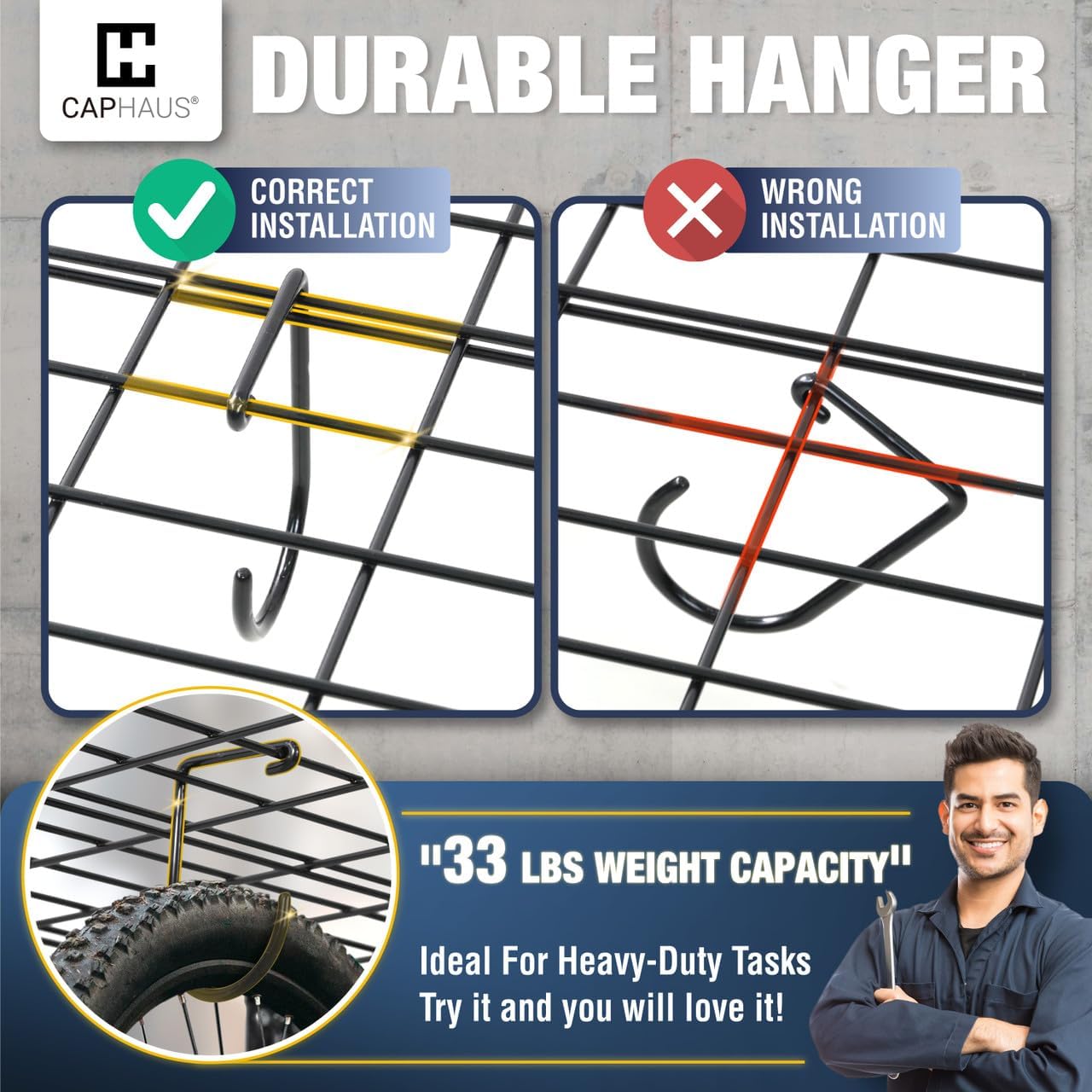 CAPHAUS 2-Pack Garage Shelving Wall Mounted 36x18 Inch, Heavy Duty Metal Wall Shelves with 4 Bike Hooks, 500lbs Capacity Storage Rack for Garage Organization System, White