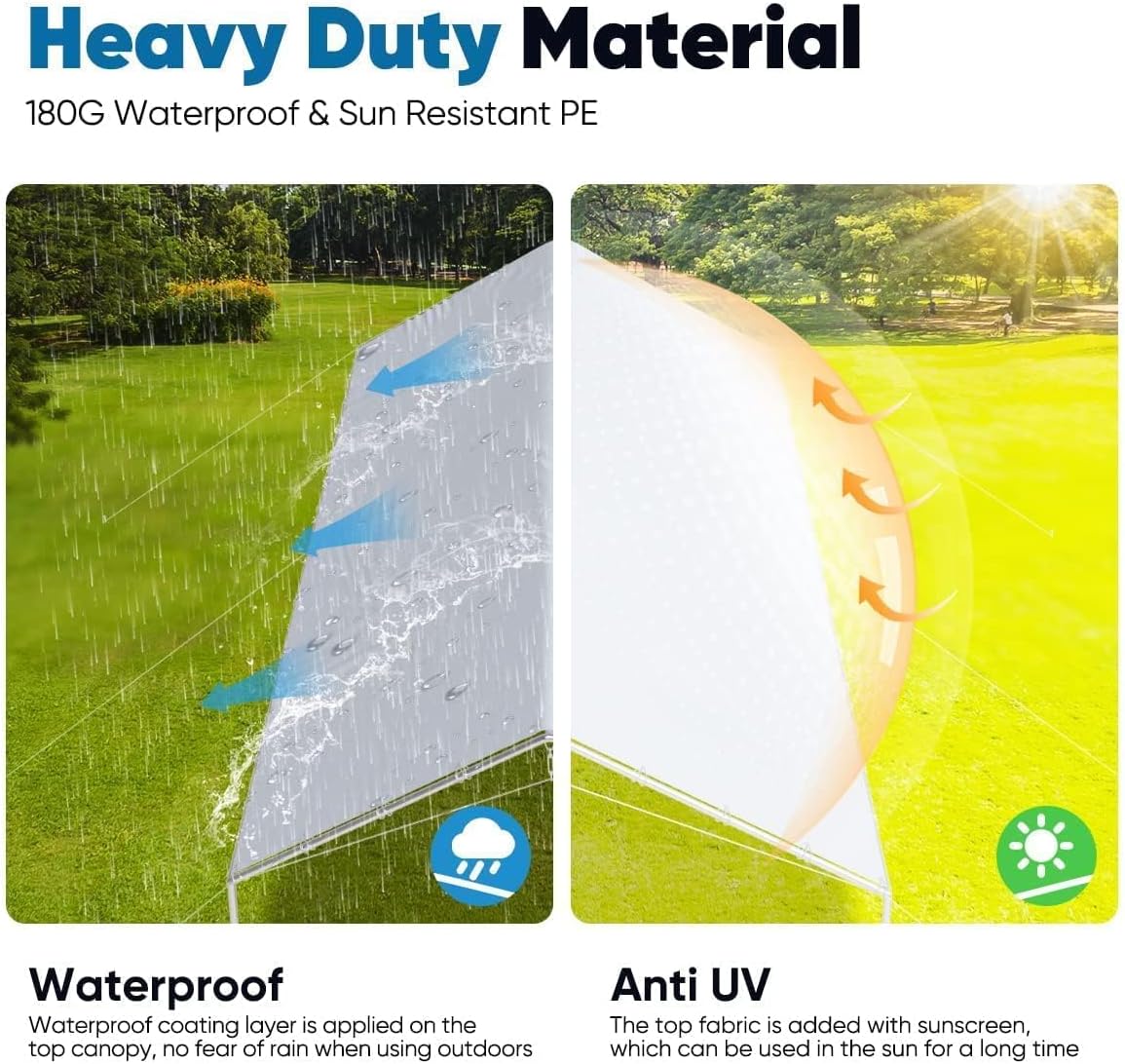 Quictent 10x20 ft Heavy Duty Car Canopy Galvanized Frame Carport Outdoor Party Tent Boat Shelter with 3 Reinforced Steel Cables - Gainsboro