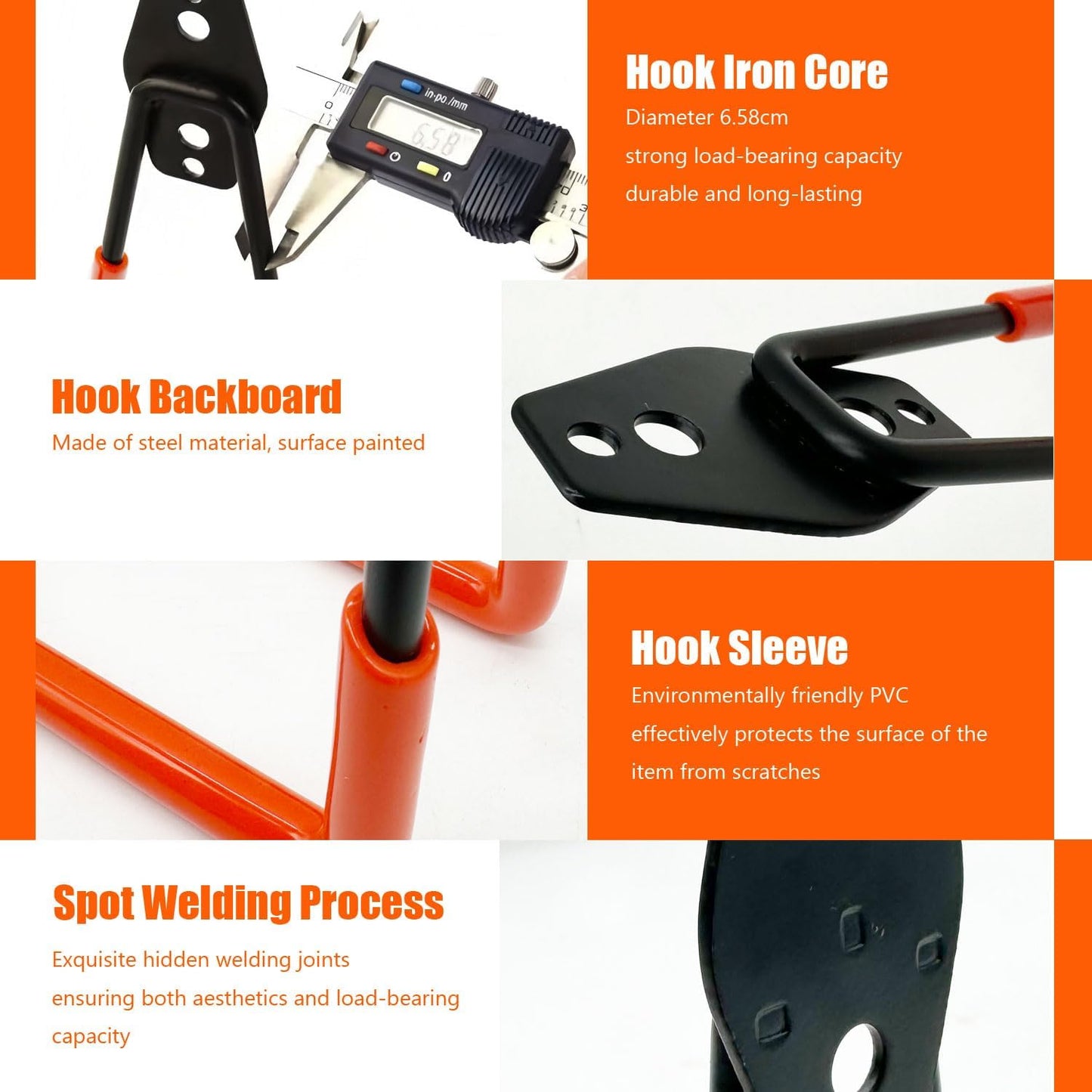 Heavy-Duty Garage Hooks -2 Pack Type large J - Anti-Slip Coated Wall-Mounted Hooks Wall Mount Storage Organizer for Hanging Power and Garden Tools, Ladders, Hose, Bikes, Ropes, Bulk Items, and More