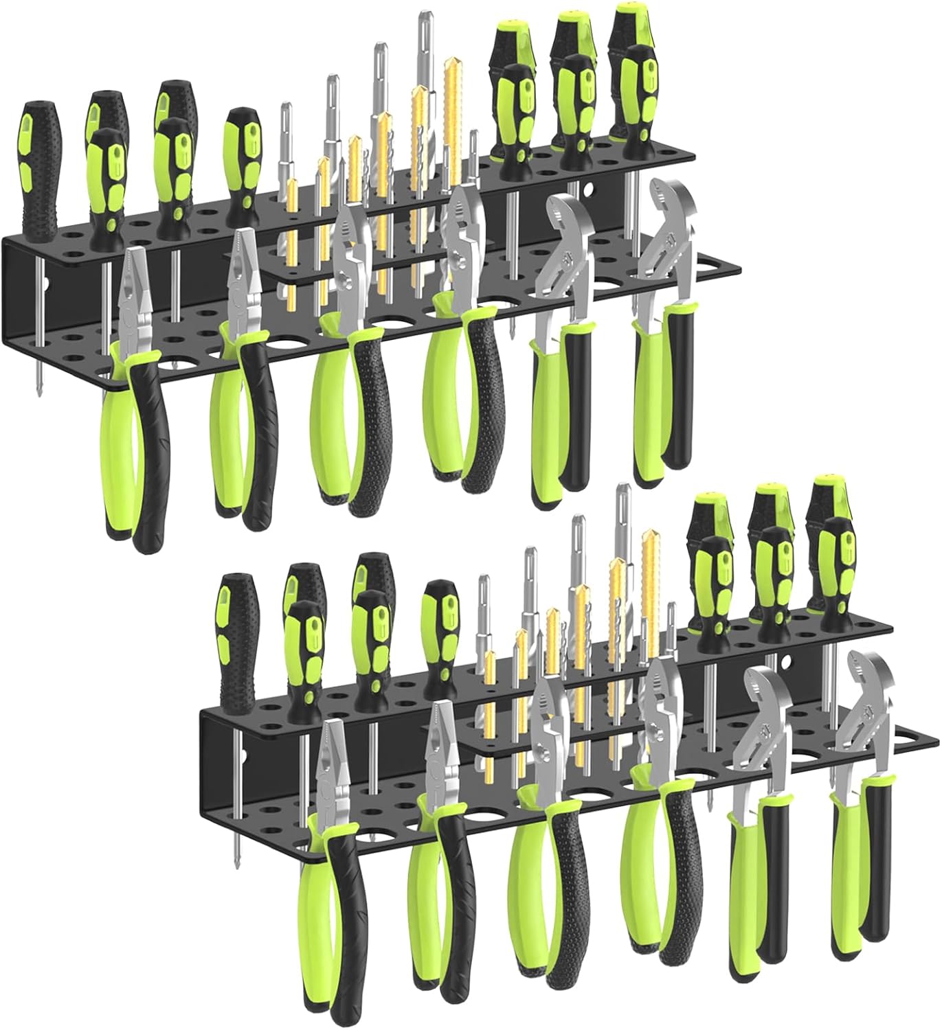 Screwdriver Holder Wall Mount,Heavy Duty Metal Utility Bit Organizer for Screw driver Pliers Drill Bits Small Tools,Screwdriver Organizer Suitable Garages Homes Workshops Sheds (54 holes 2pc)