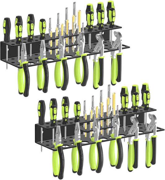 Screwdriver Holder Wall Mount,Heavy Duty Metal Utility Bit Organizer for Screw driver Pliers Drill Bits Small Tools,Screwdriver Organizer Suitable Garages Homes Workshops Sheds (54 holes 2pc)
