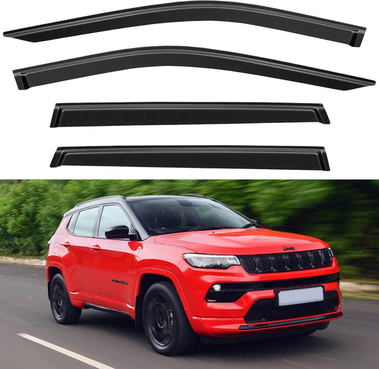 Window Visors Rain Guards for 2017-2025 Jeep Compass, Out-Channel Window Vent Wind Deflectors Visors Shades for 17-25 Compass