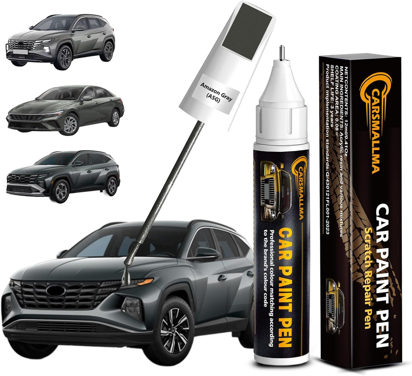 A5G Amazon Gray Car Touch Up Paint for Hyundai, Color Accurate Car Paint Scratch Repair Pen Kit Quick & Easy Fix Vehicle Chips and Automotive Nicks Scuff