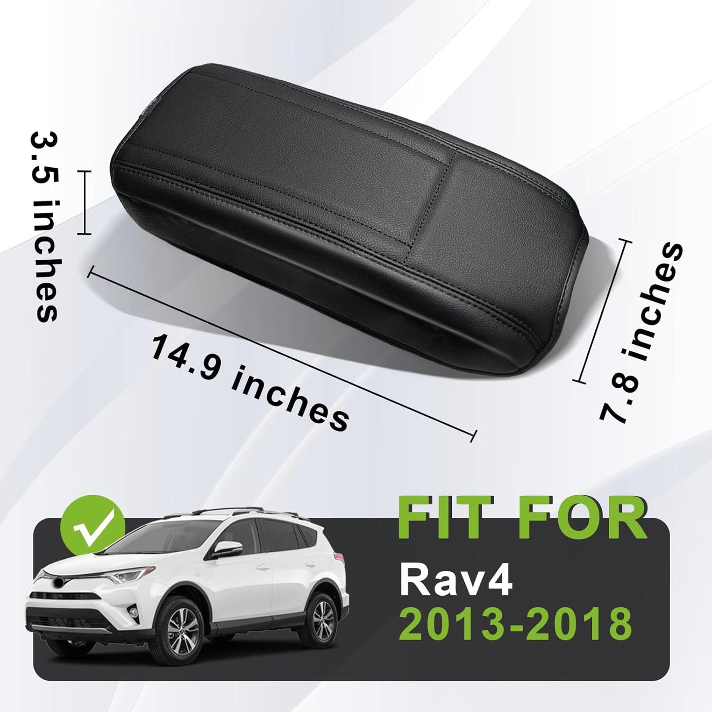 Muslogy Center Console Armrest Cover Compatible with Toyota RAV4 2013-2018 Comfort Armrest Pad Arm Rest Cushion Vegan Leather Protector Regular Thick